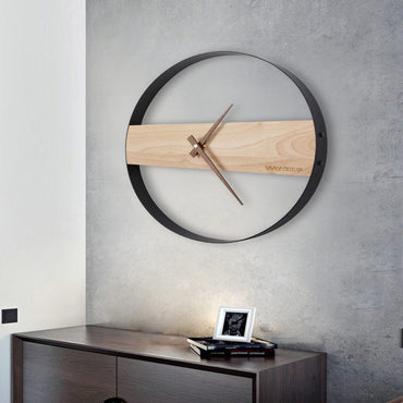 Log Wall Clock Free Punching Nordic Solid Wood Bedroom Clock