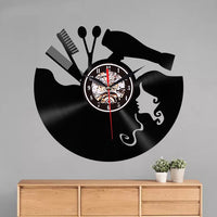 Creative Vinyl Record Wall Clock Haircut Girl 3D Retro Clock Living Room Decoration LED Quartz Wall Clock