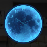 12-inch Wall Clock For Home Decoration Blue Moon Sound Control Luminous Simple Modern Mute Home Gothic Room Decor